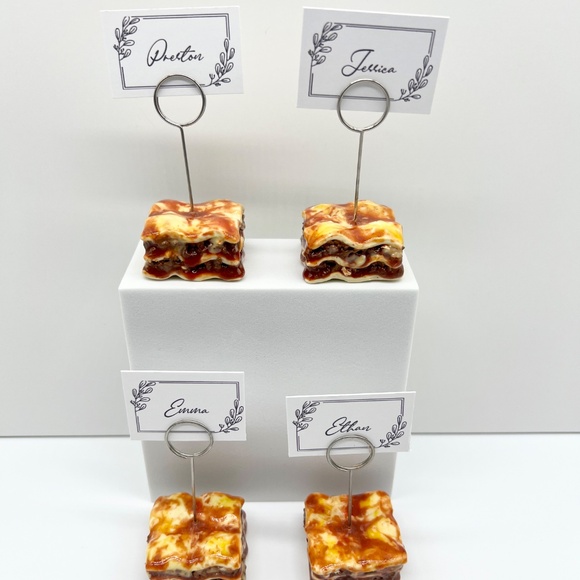 Lasagna Place Card Holders – Set of 4 | Handmade Clay Holiday Table Decor - Picture 7 of 16
